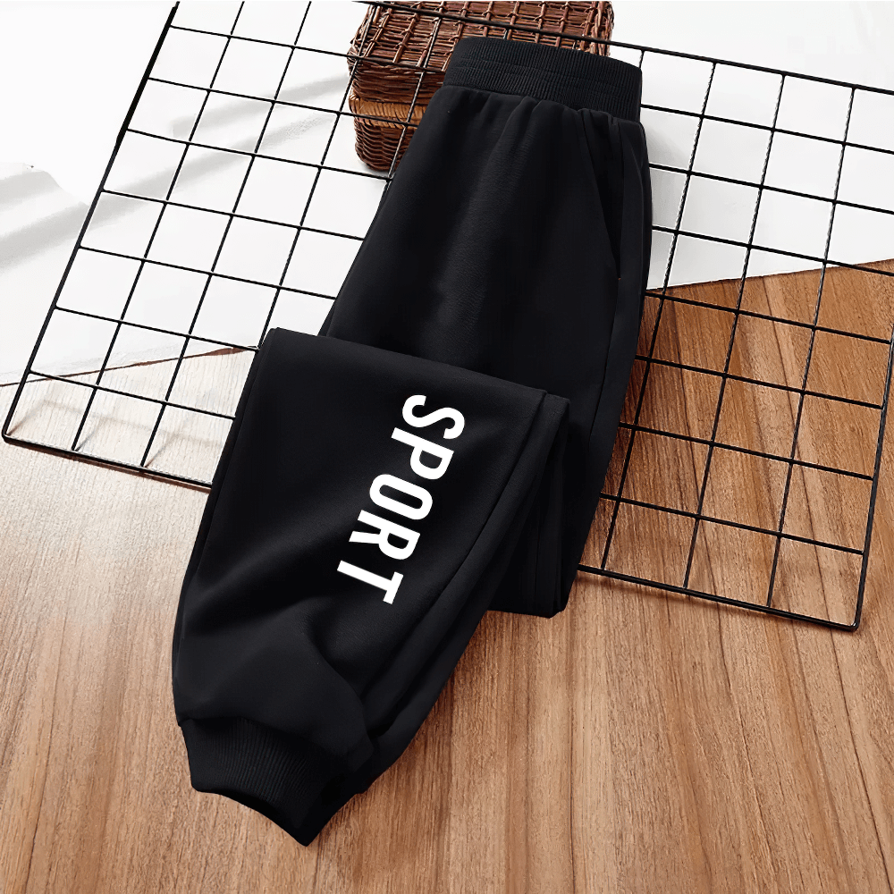 Kid's Basketball Number Long Sport Pants - SF3572 with iconic number print, soft fabric, elastic waistband for comfy fit in spring and autumn.